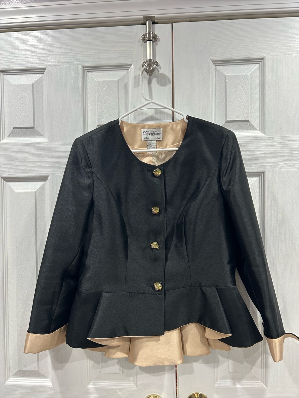 Black Peplum Blazer with Beige Lining by Jay Godfrey